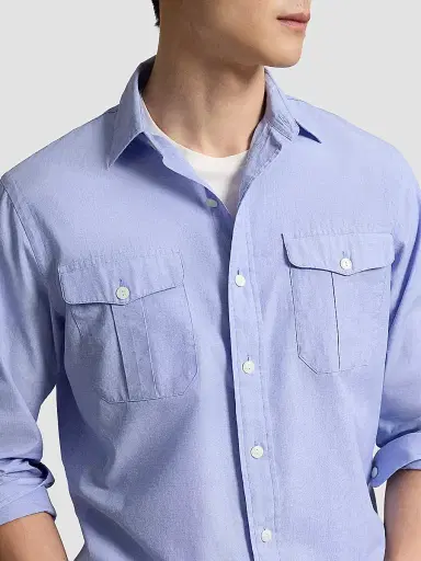 Polo Ralph Lauren Men's Classic-Fit End-on-End Workshirt - Blue White - Size XXL | Thumbnail 5