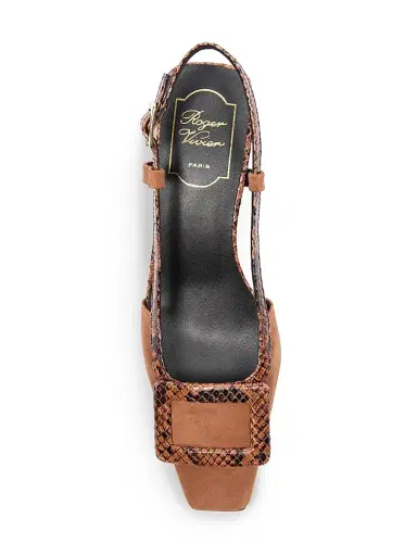 Roger Vivier Women's Belle Vivier 45MM Suede Slingback Pumps | Thumbnail 4 Roger Vivier Women's Belle Vivier 45MM Suede Slingback Pumps | Thumbnail 4