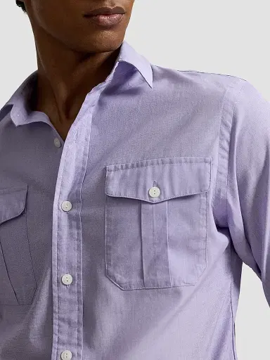 Polo Ralph Lauren Men's Classic-Fit End-on-End Workshirt - Lavender White | Thumbnail 5