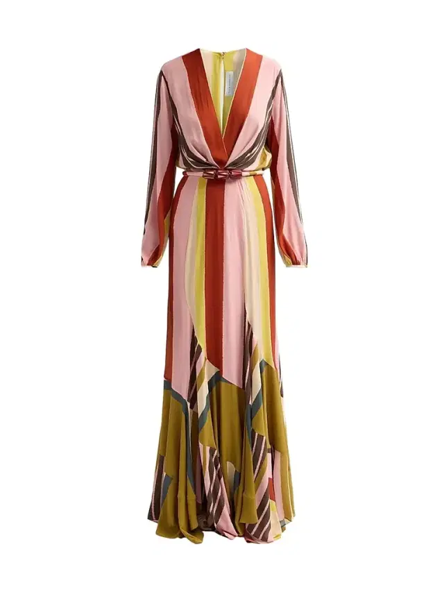 Silvia Tcherassi Women's Remy Plunging Striped Belted Maxi Dress - Vintage Stripes
