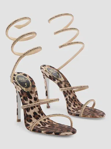René Caovilla Women's Cleo Animalier 105MM Satin Sandals | Thumbnail 3 René Caovilla Women's Cleo Animalier 105MM Satin Sandals | Thumbnail 3