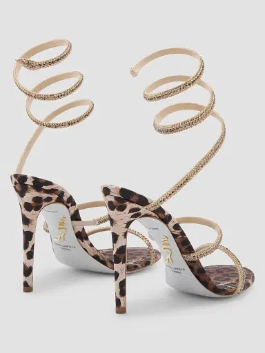 René Caovilla Women's Cleo Animalier 105MM Satin Sandals | Thumbnail 4 René Caovilla Women's Cleo Animalier 105MM Satin Sandals | Thumbnail 4