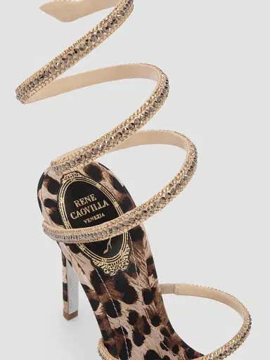 René Caovilla Women's Cleo Animalier 105MM Satin Sandals | Thumbnail 6 René Caovilla Women's Cleo Animalier 105MM Satin Sandals | Thumbnail 6