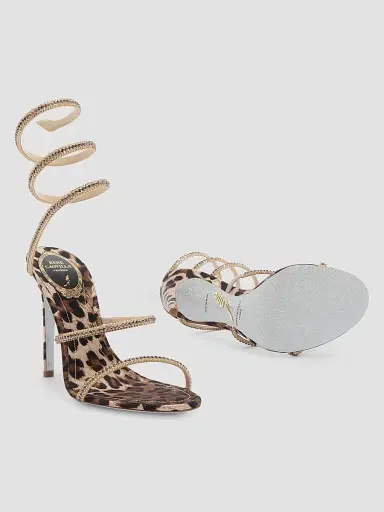 René Caovilla Women's Cleo Animalier 105MM Satin Sandals | Thumbnail 7 René Caovilla Women's Cleo Animalier 105MM Satin Sandals | Thumbnail 7