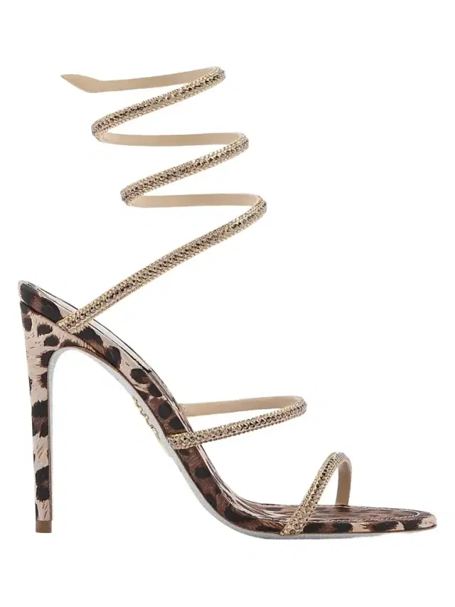 Rene Caovilla Women's Cleo Animalier 105MM Satin Sandals - Beige Leopard