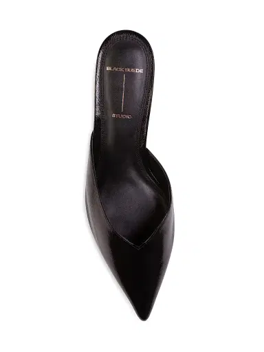 Black Suede Studio Women's Sofia 35MM Slipper Mules - Black Leather | Thumbnail 3