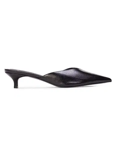 Black Suede Studio Women's Sofia 35MM Slipper Mules - Black Leather | Thumbnail 1