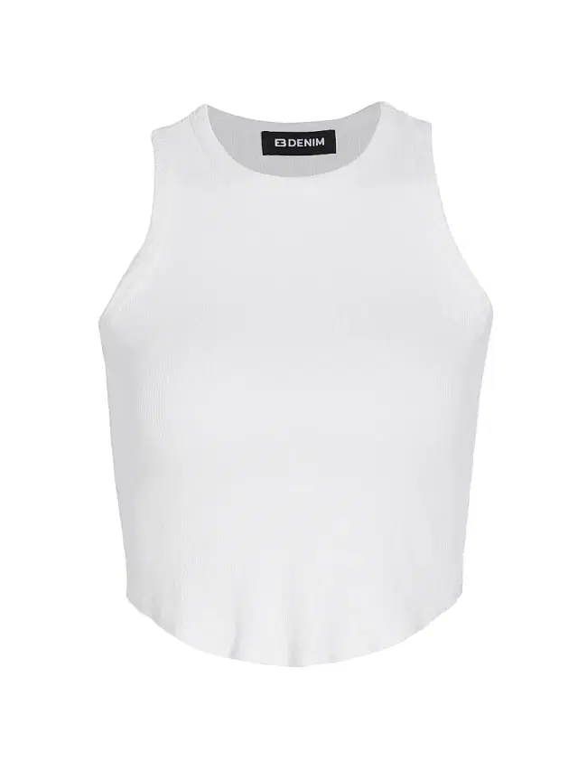 EB Denim Women's Curve Rib-Knit Tank Top - White
