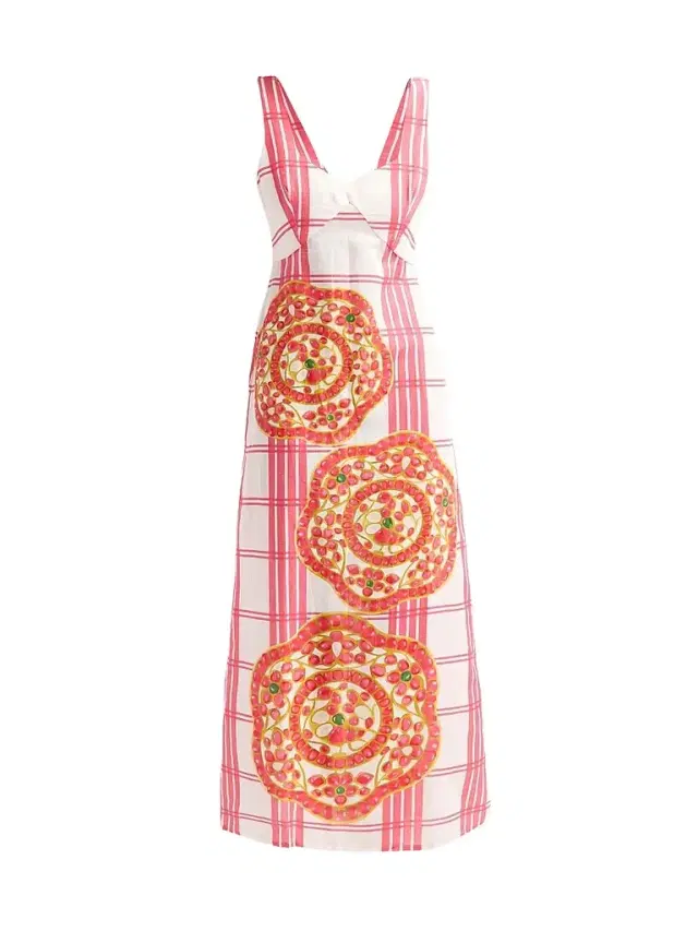 Verandah Women's Bejewelled Linen Summer Maxi Dress -  And Ruby