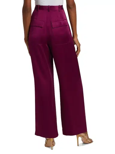 Lapointe Women's Relaxed Pleated Satin Pants - Berry - Size 14 | Thumbnail 5 Lapointe Women's Relaxed Pleated Satin Pants - Berry - Size 14 | Thumbnail 5