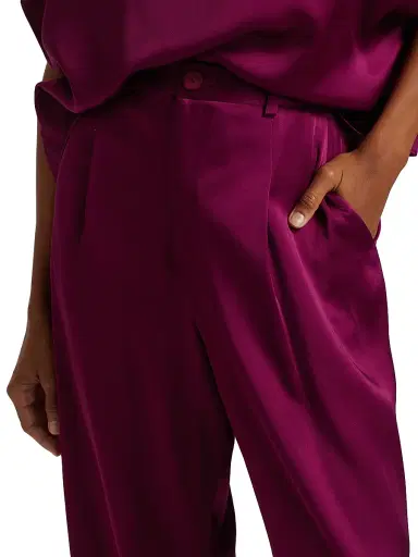 Lapointe Women's Relaxed Pleated Satin Pants - Berry - Size 14 | Thumbnail 6 Lapointe Women's Relaxed Pleated Satin Pants - Berry - Size 14 | Thumbnail 6