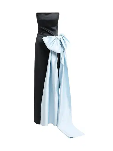 Atelier Prabal Gurung Women's Strapless Satin Bow Gown - Black Light Blue - Size 8 | Thumbnail 1 Atelier Prabal Gurung Women's Strapless Satin Bow Gown - Black Light Blue - Size 8 | Thumbnail 1