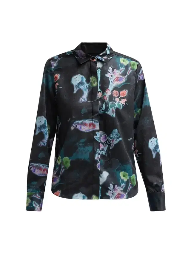 Prabal Gurung Women's Floral Slim-Fit Button-Front Shirt - Black Multi