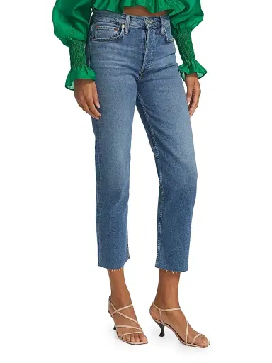 RE/DONE Women's 70s Stove Pipe High-Rise Straight Crop Jeans | Thumbnail 4 RE/DONE Women's 70s Stove Pipe High-Rise Straight Crop Jeans | Thumbnail 4