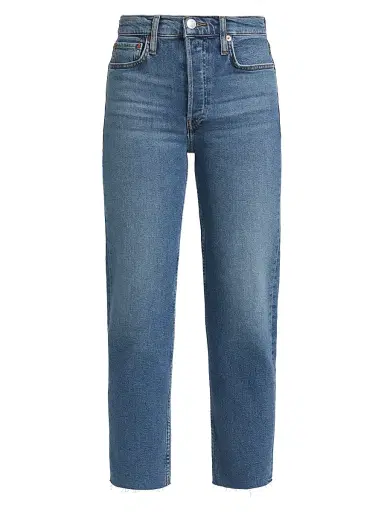 RE/DONE Women's 70s Stove Pipe High-Rise Straight Crop Jeans | Thumbnail 1 RE/DONE Women's 70s Stove Pipe High-Rise Straight Crop Jeans | Thumbnail 1