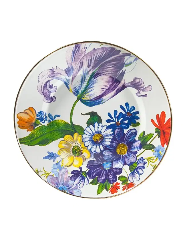 MacKenzie-Childs Flower Market Dinner Plate - White