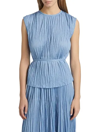 Proenza Schouler White Label Women's Lyra Pleated Jersey Sleeveless Top - Pool | Thumbnail 3 Proenza Schouler White Label Women's Lyra Pleated Jersey Sleeveless Top - Pool | Thumbnail 3