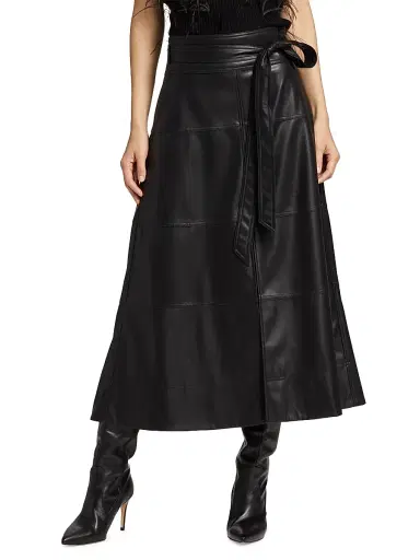Tanya Taylor Women's Hudson Tie-Waist Midi-Skirt - Black | Thumbnail 3 Tanya Taylor Women's Hudson Tie-Waist Midi-Skirt - Black | Thumbnail 3
