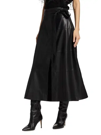 Tanya Taylor Women's Hudson Tie-Waist Midi-Skirt - Black | Thumbnail 4 Tanya Taylor Women's Hudson Tie-Waist Midi-Skirt - Black | Thumbnail 4