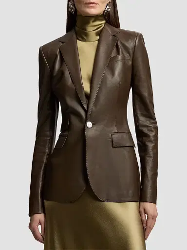 Ralph Lauren Collection Women's Parker Leather Blazer | Thumbnail 2 Ralph Lauren Collection Women's Parker Leather Blazer | Thumbnail 2