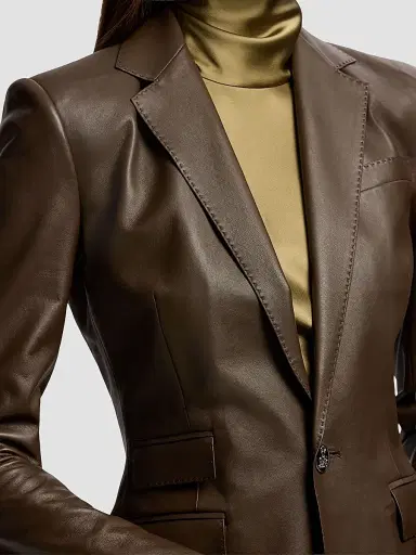 Ralph Lauren Collection Women's Parker Leather Blazer | Thumbnail 4 Ralph Lauren Collection Women's Parker Leather Blazer | Thumbnail 4