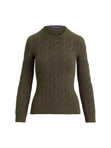 Ralph Lauren Collection Women's Cable-Knit Cashmere Crewneck Sweater | Thumbnail 1 Ralph Lauren Collection Women's Cable-Knit Cashmere Crewneck Sweater | Thumbnail 1