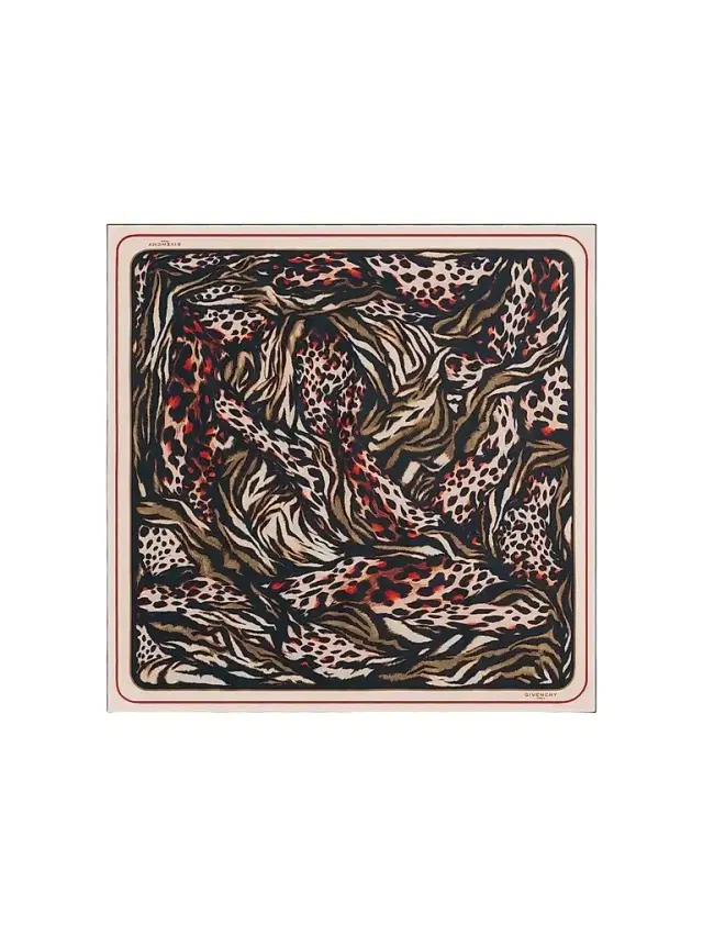 Givenchy Women's Square in Silk with Abstract Animal Print - Brown