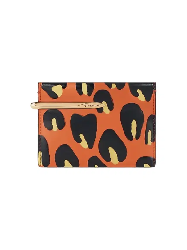 Givenchy Women's Pinch Wallet in Leather with Leopard Print - Black Orange