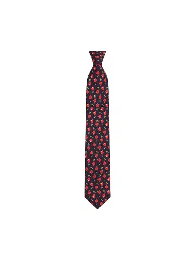 Givenchy Men's Tie in Silk with Tulip Print - Navy Red | Thumbnail 1