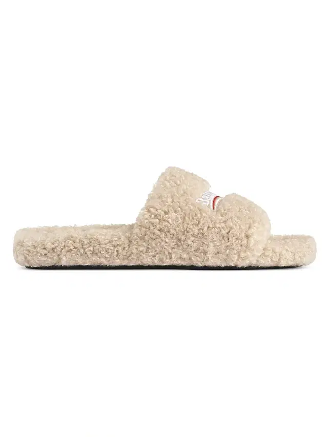 Balenciaga Men's Fluffy Slide Sandals - Beige