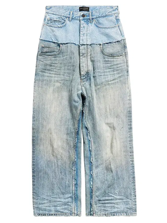 Balenciaga Men's Cut-Up Baggy Jeans - Blue