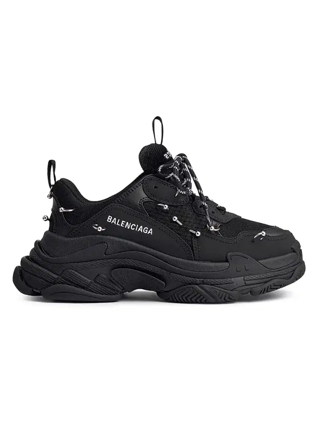 Balenciaga Men's Triple S Sneakers with Piercings - Black
