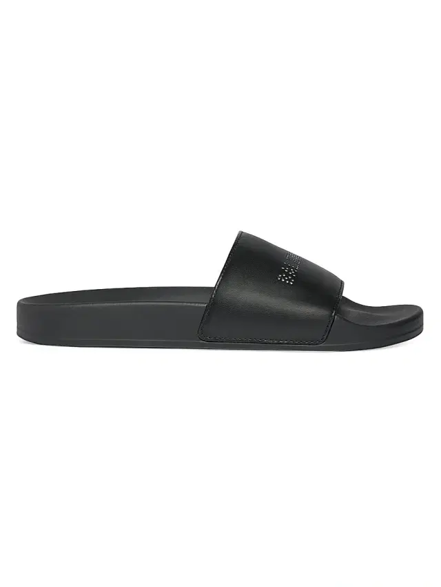 Balenciaga Women's Pool Slide Sandals With Rhinestones - Black