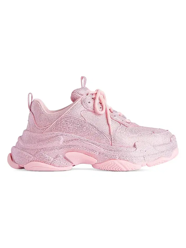 Balenciaga Women's Triple S Sneakers with Rhinestones - Light Pink