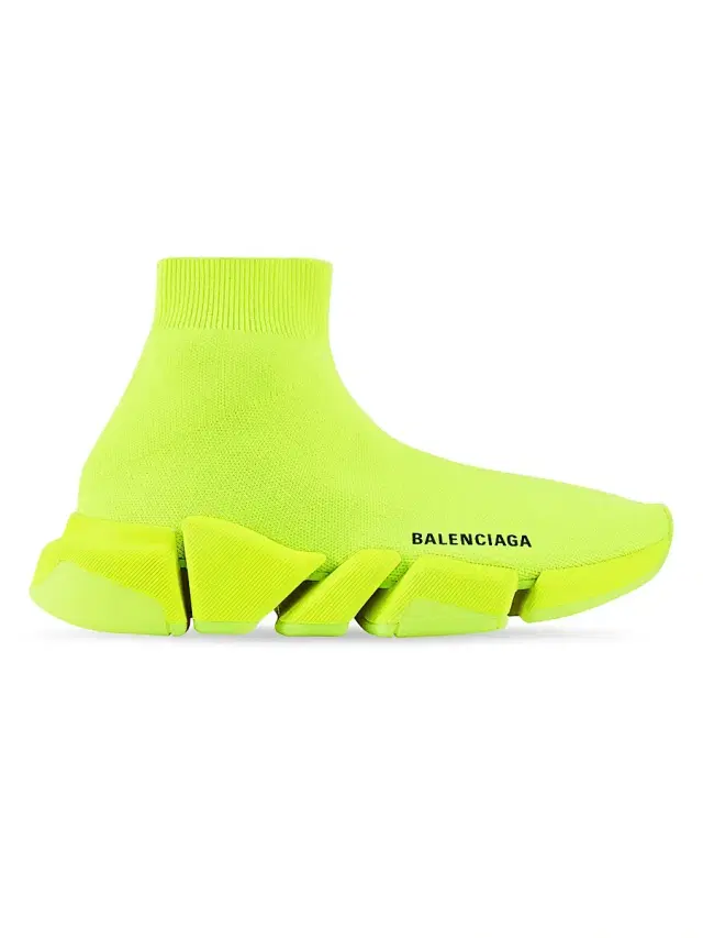 Balenciaga Men's Speed 2.0 Recycled Knit Sneakers - Fluo Yellow