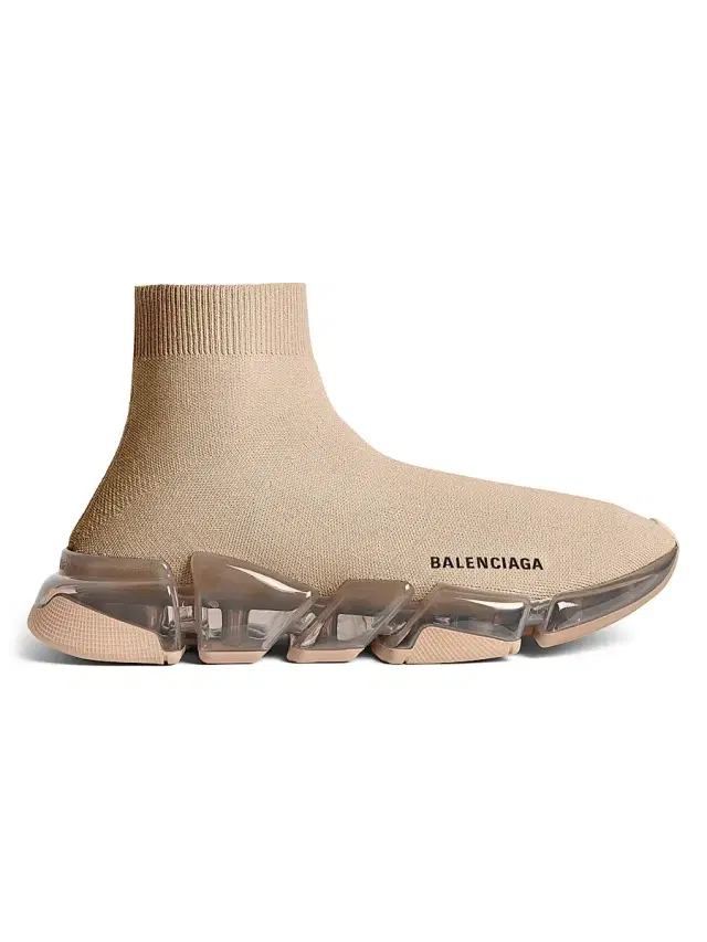 Balenciaga Men's Speed 2.0 Full Clear Sole Knit Sneakers - Beige