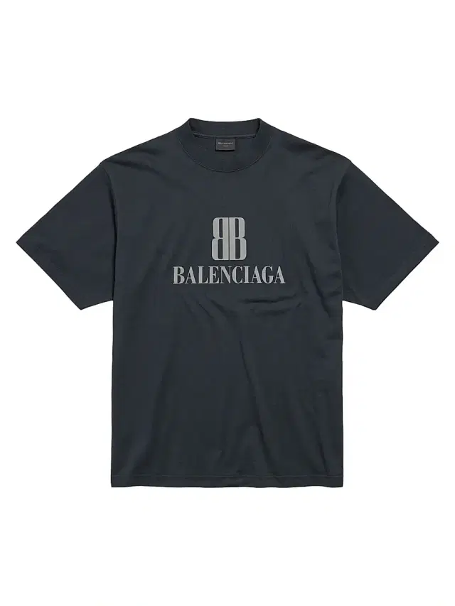 Balenciaga Men's Nano BB T-Shirt Medium Fit - Black Faded