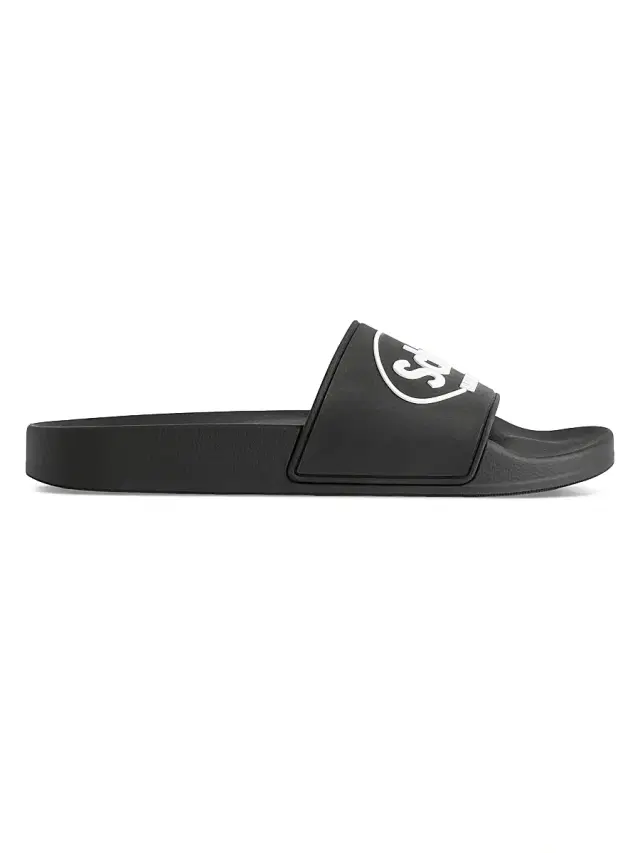 Balenciaga Men's I Scholl Pool Slide Sandals - Black White