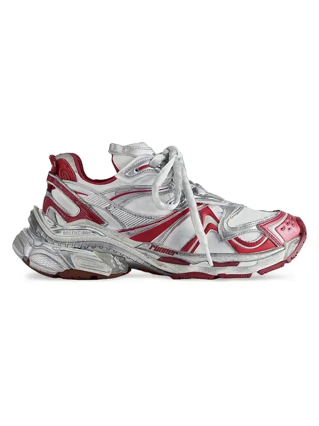 Balenciaga Men's Runner 2.0 Low-Top Sneakers - Off White Red Brown