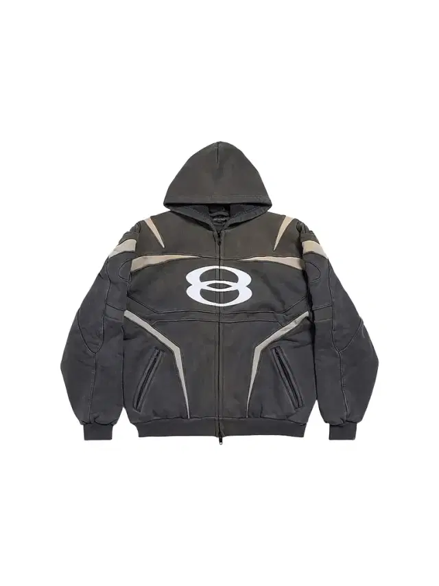 Balenciaga Men's Unity Sports Icon Biker Oversized Zip-Up Hoodie - Black White
