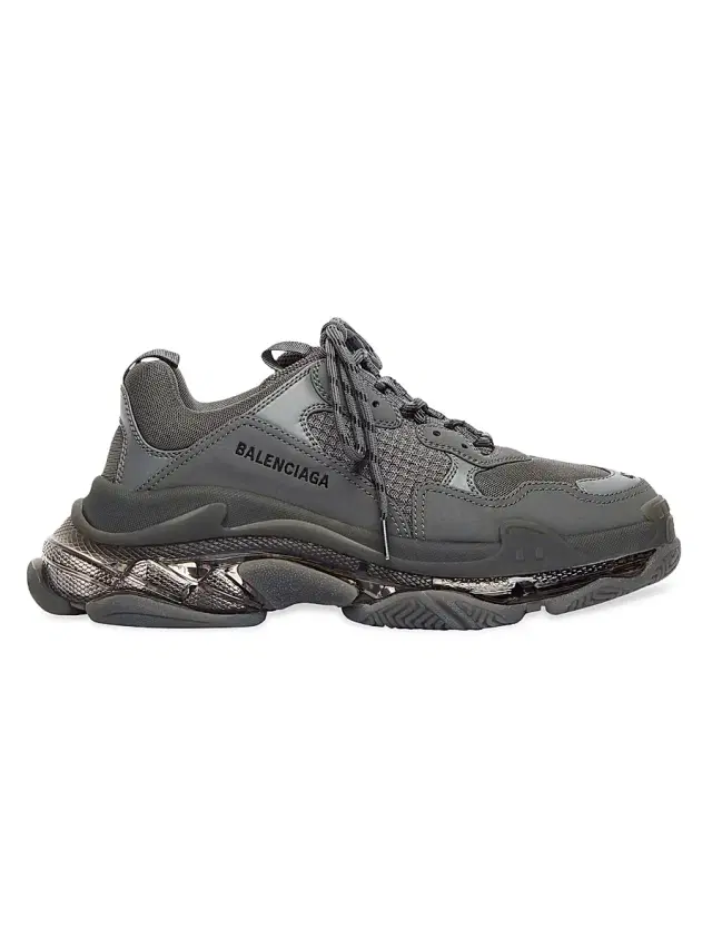 Balenciaga Men's Triple S Clear Sole Sneakers - Dark Grey