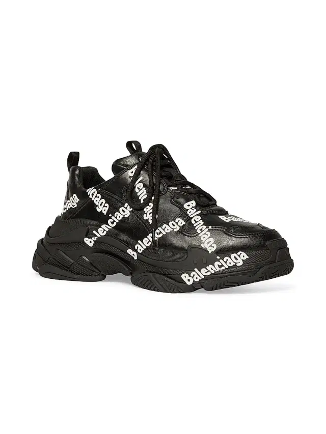 Balenciaga Women's Triple S Logotype Sneakers - Black White