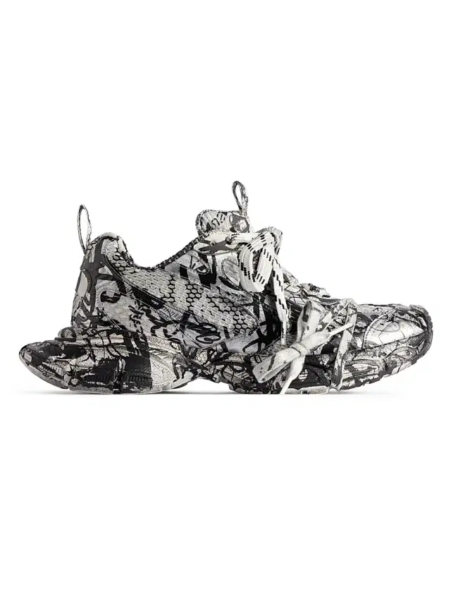Balenciaga Women's 3XL Extreme Graffiti Sneakers - White Black