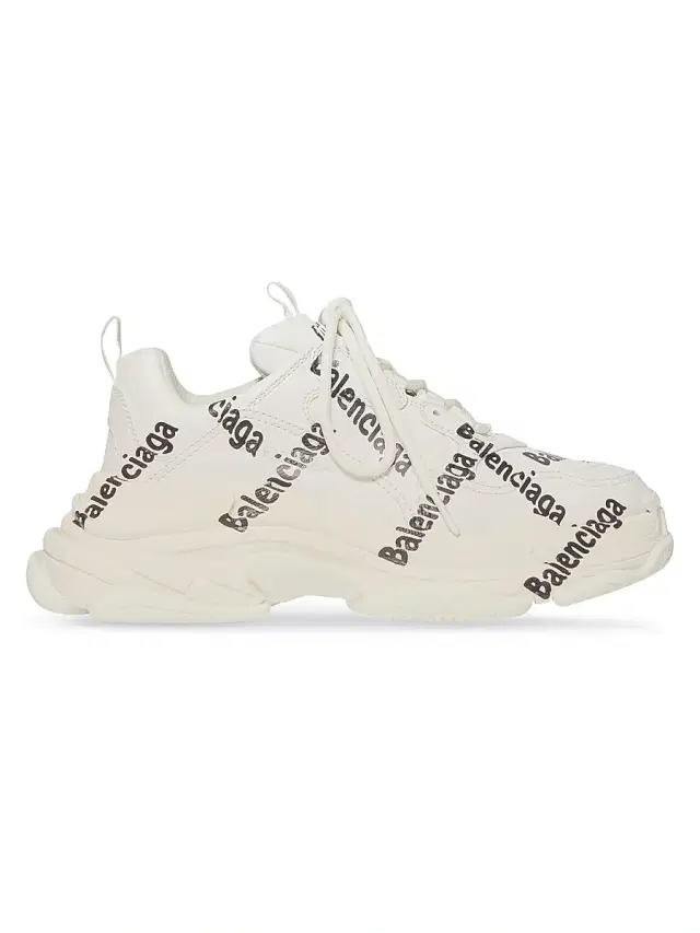 Balenciaga Men's Triple S Logotype Sneakers - White Black