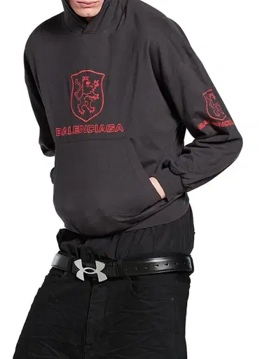 Balenciaga Men's Lion Club Lined Hoodie Regular Fit - Black Red | Thumbnail 3 Balenciaga Men's Lion Club Lined Hoodie Regular Fit - Black Red | Thumbnail 3