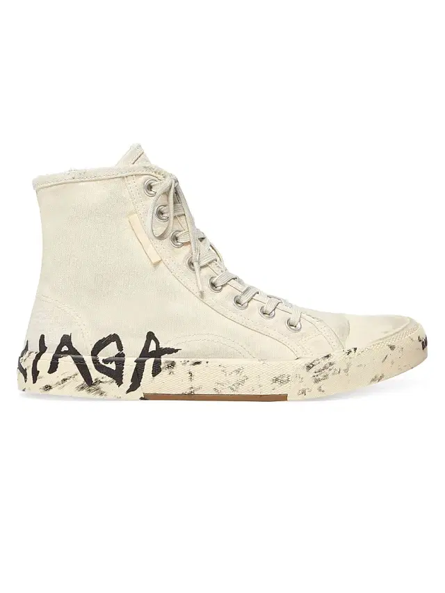 Balenciaga Men's Paris High Top Graffiti Sneakers - Beige