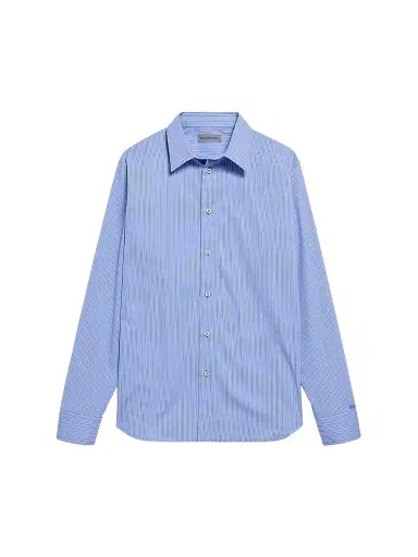 Balenciaga Women's Striped Poplin Shirt - Blue | Thumbnail 1