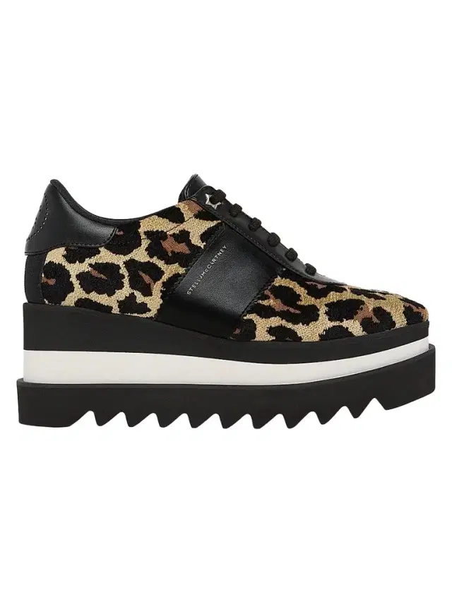 Stella McCartney Women's Elyse Shaggy-Deer Wedge Sneakers - Black Leopard