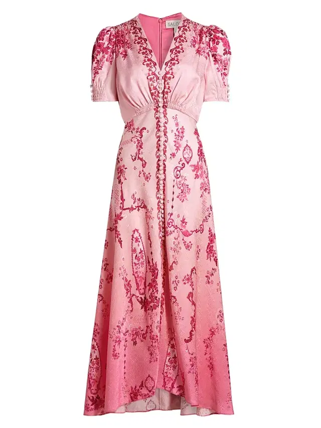 Saloni Women's Lea Floral Ombré Shirtdress - Floral Serramento Print