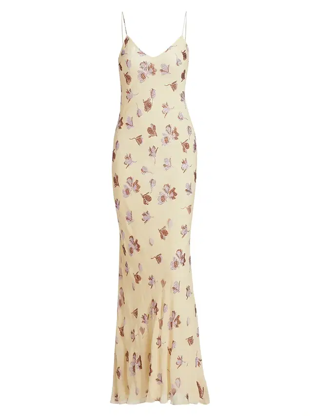 Self-Portrait Women's Floral Rhinestone Maxi Dress - Yellow